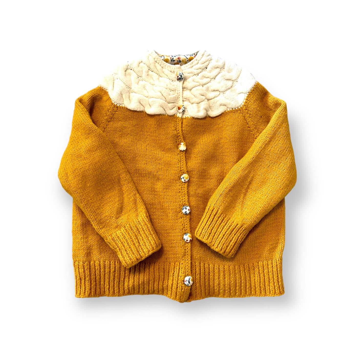 Golden Cardigan With White Collar